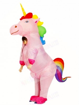Inflatable Cute Rainbow Unicorn for Kids Blow up Small Size Mascot Costume