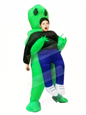 Green Alien ET Carry me Monster Inflatable Blow Up Halloween Xmas Costumes for Kids