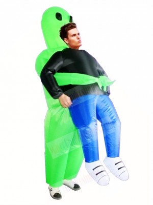 Green Alien ET Carry me Monster Inflatable Blow Up Halloween Xmas Costumes for Adults