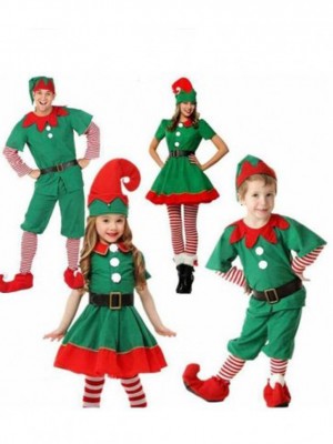 Christmas Elf Costumes kid Xmas cosplay Fancy dress Parent-child Suit Gift