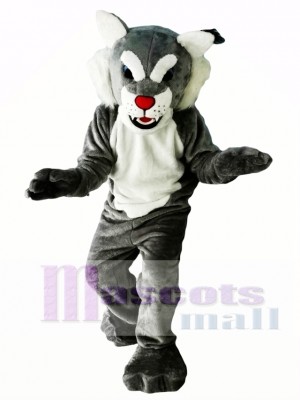 Grey Power Cat Wildcat Mascot Costume