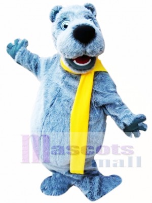 Happy Grey Bear Mascot Costume