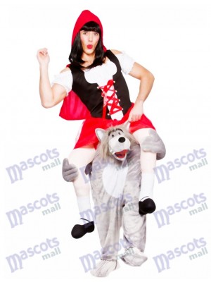 Adults Carry Me Wolf With Little Red Riding Hood Mascot Costume Fancy Dress Halloween Outfit