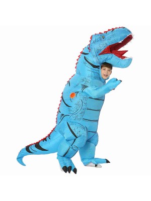 Blue T-Rex Dinosaur Inflatable Costume Air Blow up Party Suit for Adult/Kid