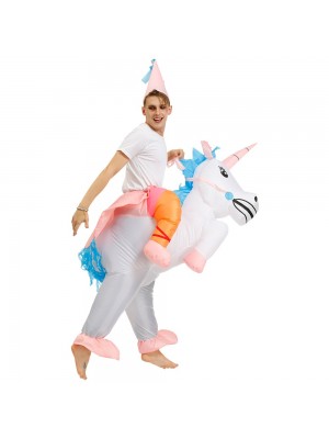 Unicorn with Pink Corn Carry me Ride on Inflatable Costume Jumpsuit for Adult/Kid