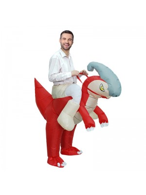 Parasaurolophus Dinosaur Carry me Ride on Inflatable Costume Halloween Christmas Costume for Adult/Kid