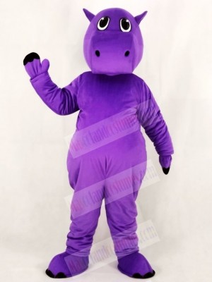 Cute Purple Hippo Mascot Costume School