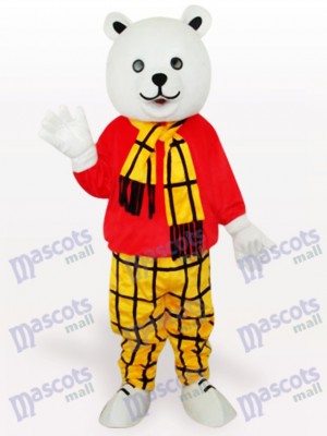 Bear in Red Shirt Cartoon Mascot Costume