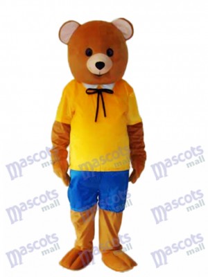 Yellow Shirt Teddy Bear Mascot Adult Costume