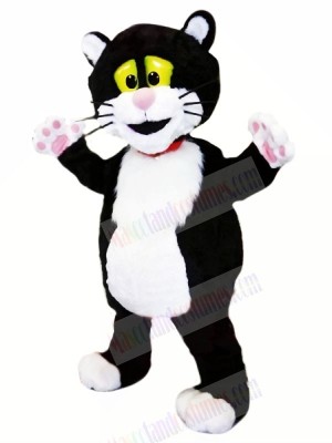 Black and White Cat with Pink Nose Mascot Costumes Animal