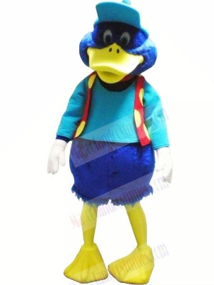 Blue Duck with Red Vest Mascot Costumes Animal