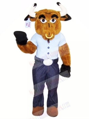 Strong Bull with Blue T-shirt Mascot Costumes Animal