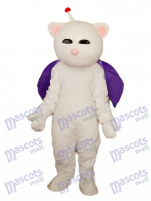 Pink Nose White Cat Mascot Adult Costume