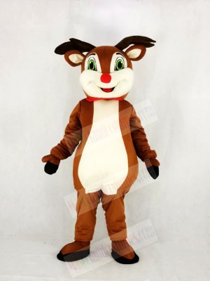 Reindeer with Red Nose Mascot Costume Cartoon	