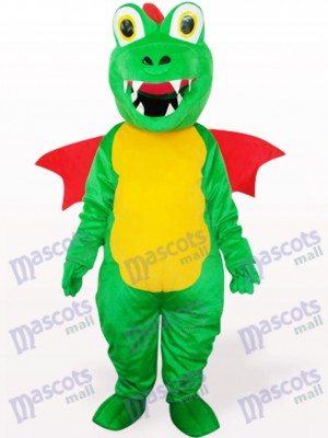 Green Dinosaur With Red Wing Adult Mascot Costume