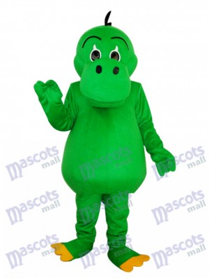 Round Mouth Green Dinosaur Mascot Adult Costume