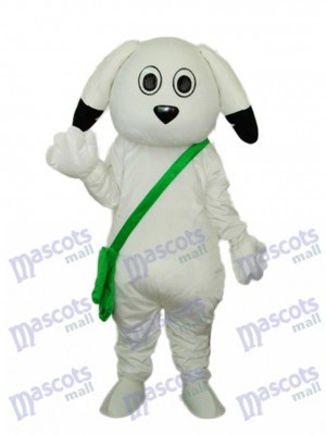Green Bag White Dog Mascot Adult Costume