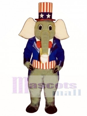 Cute Patriotic Elephant Mascot Costume