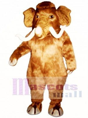 Cute Mammoth Elephant with Long Tusks Mascot Costume