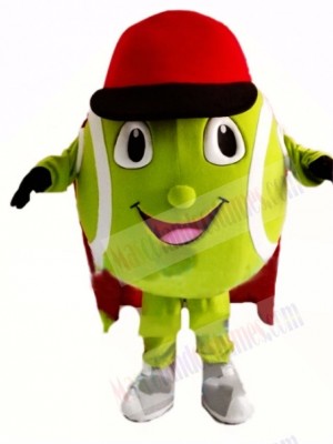 Cartoon Tennis Ball With Red Cap Mascot Costume 