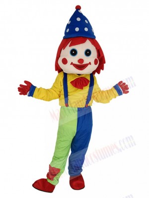Funny Clown with Blue Hat Mascot Costume People