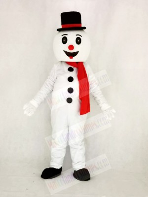 Cute Snow Man with Hat Mascot Costume Cartoon	