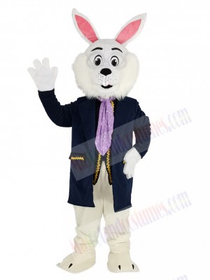 Easter Blue Bunny Rabbit in Blue Suit Mascot Costume