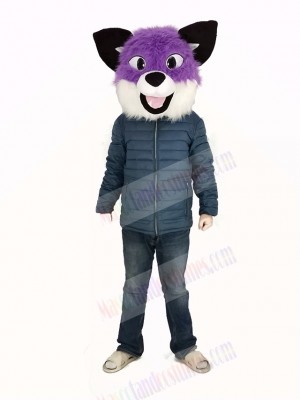 Purple Husky Dog Mascot Costume Head Only