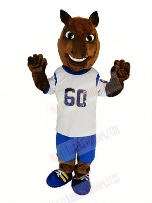 Brown Horse Race with Sport Shirt Mascot Costume
