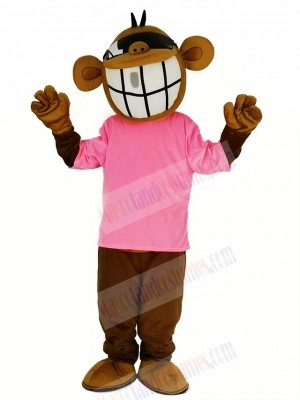 Cool Funny Monkey with Pink T-shirt Mascot Costume Animal