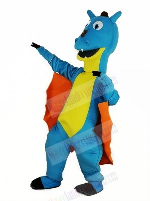 Blue Dragon with Orange Wings Mascot Costume Animal