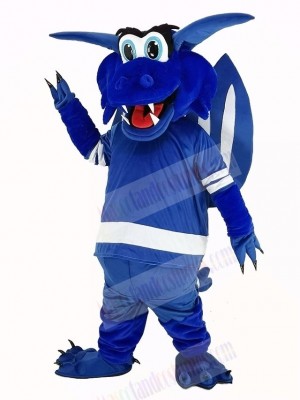 Happy Blue Dragon with Wings Mascot Costume Animal