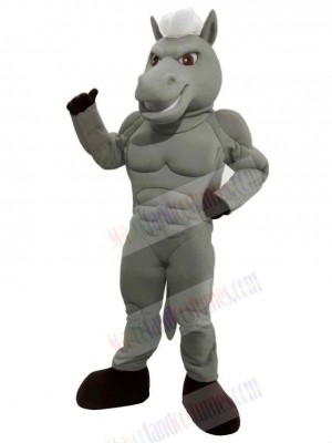 Power Horse Gray Body with White Hair Mascot Costume Cartoon