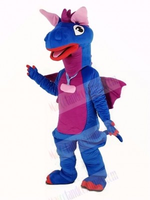 Blue Dragon with Purple Wings Mascot Costume Animal