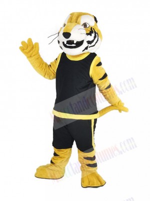 Fierce Tiger in Black Vest Mascot Costume Animal
