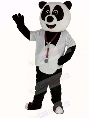 Doctor Panda with White Shirt Mascot Costume