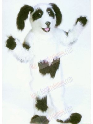 White and Black Shaggy Dog Mascot Costumes Cartoon