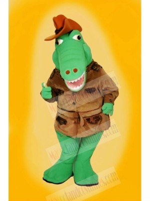 Cool Alligator with Brown Hat Mascot Costumes Cartoon