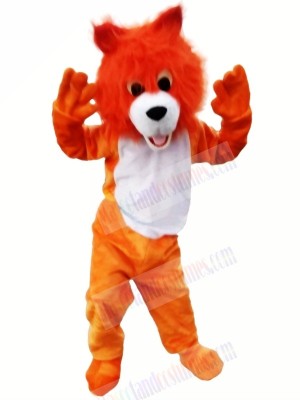 Friendly Orange Wolf Mascot Costumes Cartoon