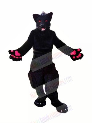 Black Wolf with Red Eyes Mascot Costumes Cartoon