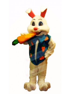 Easter Bunny Rabbit with Carrot Mascot Costume Cartoon