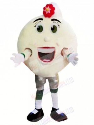 White Pancake Donut Mascot Costume Cartoon