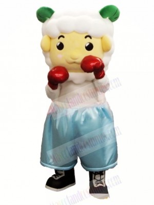 Cute Boxer Sheep Mascot Costume Cartoon