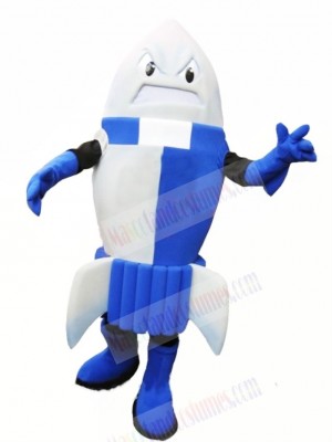 Fierce Blue Rocket Mascot Costume Cartoon