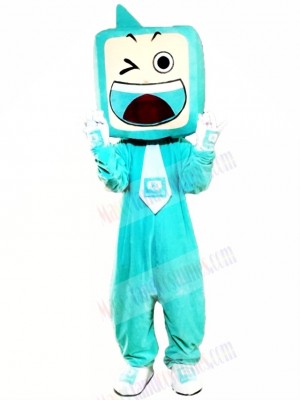 Funny Blue TV Set Mascot Costume Cartoon