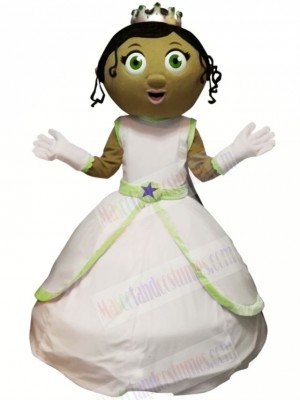 Princess with Green Eyes Mascot Costume Cartoon	