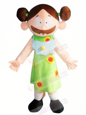 Cute Girl with Big Mouth Mascot Costume Cartoon 	