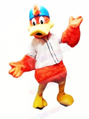 Orange Duck with White T-shirt Mascot Costume Cartoon 