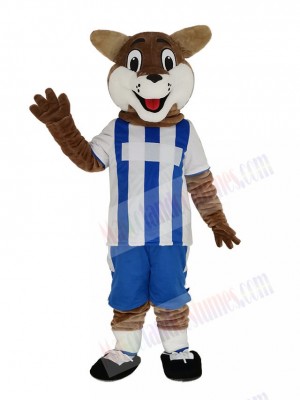 Football Fox in Blue and White Jersey Mascot Costume