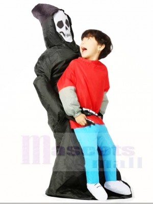 Skull Ghost Carry Me on Demon Inflatable Halloween Costumes for Kids 